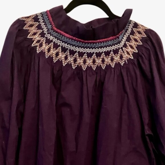 Purple Swing Dress With Embroidery - Picture 2 of 9